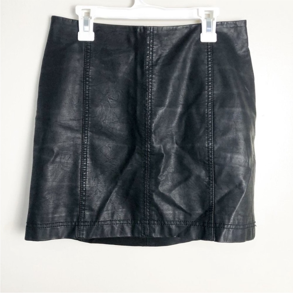 Free People Modern Femme Vegan Mini Skirt Black 2 Womens